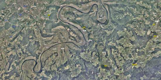 Luftbild des Streckenverlaufs mit allen Bauwerken